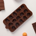 Форма для конфет и шоколада Доляна «Животные. Любовь», силикон, 20,6×10,5×1,4 см, 15 ячеек, цвет коричневый - Фото 3