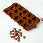 Форма для конфет и шоколада Доляна «Животные. Любовь», силикон, 20,6×10,5×1,4 см, 15 ячеек, цвет коричневый - Фото 8