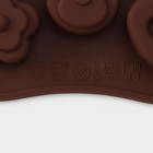 Форма для украшений Доляна «Мишка, цветок, сердце», силикон, 19,7×10,5×1,5 см, 14 ячеек, цвет коричневый - Фото 6