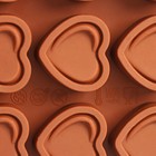 Форма для шоколада Доляна «Сердце», силикон, 21×10×1,5 см, 15 ячеек (2,9×2,7 см), цвет коричневый - Фото 4