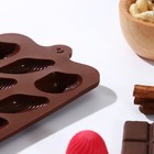Форма для шоколада Доляна «Ракушки», силикон, 22×10,5×1 см, 15 ячеек (2,7×3,4 см), цвет коричневый - Фото 4
