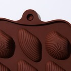 Форма для шоколада Доляна «Ракушки», силикон, 22×10,5×1 см, 15 ячеек (2,7×3,4 см), цвет коричневый - Фото 5