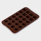 Форма для шоколада Доляна «Коробка конфет», силикон, 23,2×13,8×0,5 см, 24 ячейки, цвет коричневый - Фото 3