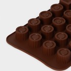 Форма для шоколада Доляна «Коробка конфет», силикон, 23,2×13,8×0,5 см, 24 ячейки, цвет коричневый - Фото 4