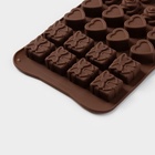 Форма для конфет и шоколада Доляна «Подарок, сердце, роза», силикон, 23.2×13.8×1.1 см, 24 ячейки (2.6×2.6×2 см), коричневая - Фото 3