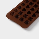 Форма для конфет и шоколада Доляна «Подарок, сердце, роза», силикон, 23.2×13.8×1.1 см, 24 ячейки (2.6×2.6×2 см), коричневая - Фото 5