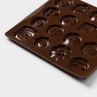 Форма для шоколада Доляна «Пуговки», силикон, 17.4×16.5×0.4 см, 16 ячеек (d=3 см), коричневая - Фото 5