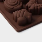 Форма для конфет и шоколада Доляна «Насекомые», силикон, 18×17 см, 16 ячеек (3.5×3.5 см), коричневая - Фото 4