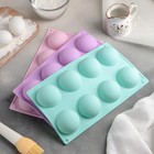 Форма для выпечки Доляна «Полусфера», силикон, 29×17 см, 8 ячеек (d=5.8 см), голубая - Фото 6