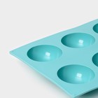 Форма для выпечки Доляна «Полусфера», силикон, 29×17 см, 8 ячеек (d=5.8 см), голубая - Фото 5