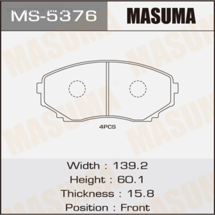 Колодки тормозные MASUMA MS5376 - Фото 1
