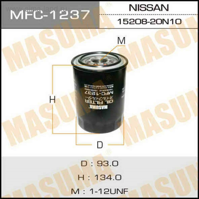Фильтр масляный  Masuma MFC1237 - Фото 1