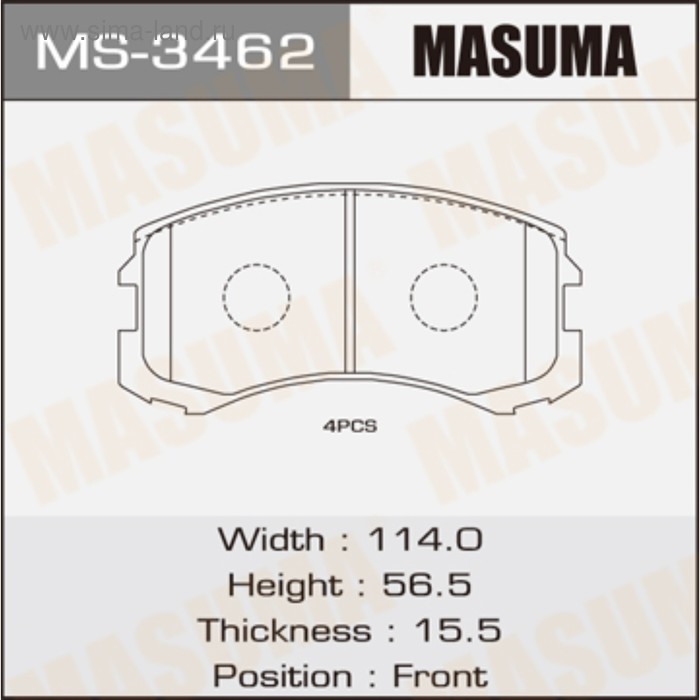Колодки тормозные MASUMA MS3462 - Фото 1