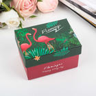 Коробка подарочная "Фламинго", красно-зелёный, 10 х 7,5 х 6,5 см - Фото 1
