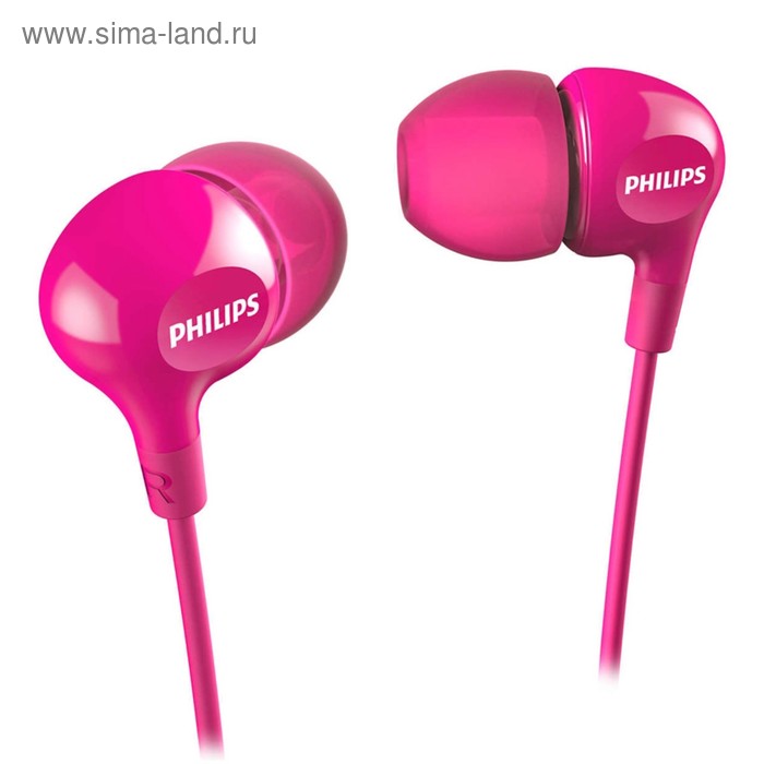 Наушники Philips she 3550PK, вкладыши вакуумные, розовые - Фото 1