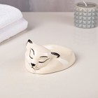 Мыльница "Спящий котик", белая, керамика, 13 см, микс - Фото 2