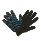 Перчатки, х/б, вязка 7 класс, 5 нитей, размер 9, с ПВХ протектором, чёрные - Фото 2