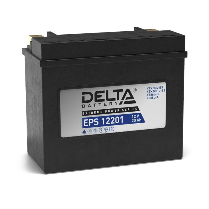 Аккумуляторная батарея Delta EPS 12201 (YTX20HL-BS, YTX20L-BS) 12 В, 20 Ач обратная (- +) - Фото 1