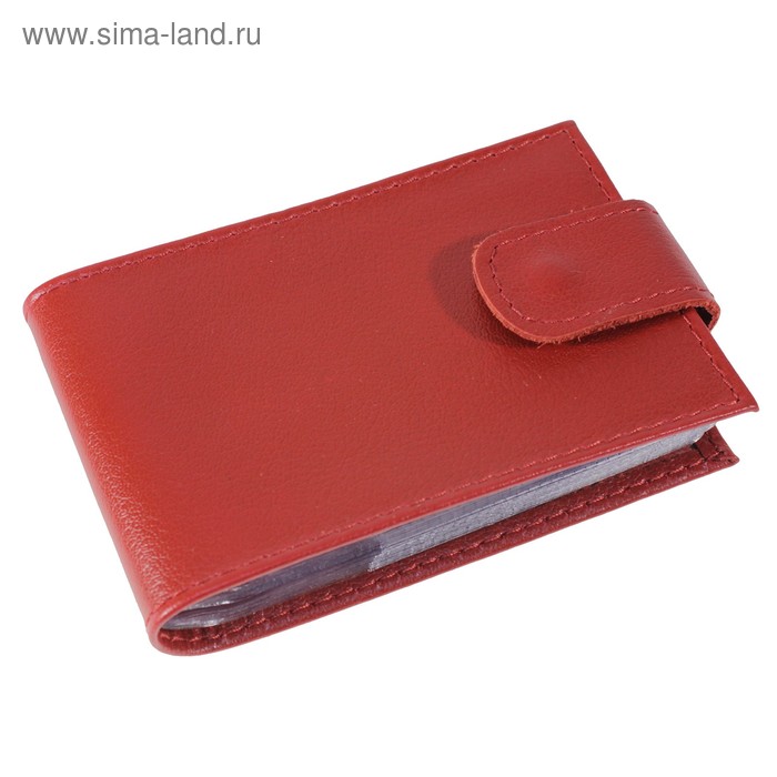 Кредитница на кнопке, цвет красный - Фото 1