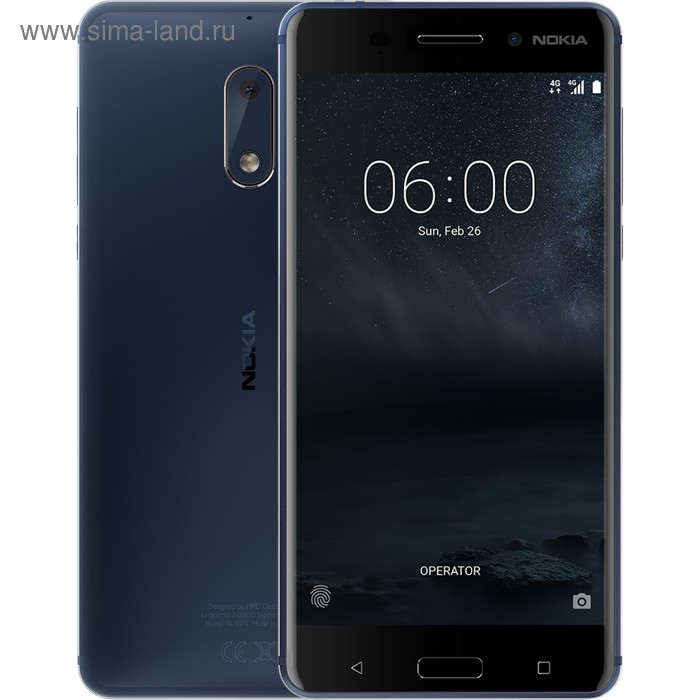 Смартфон Nokia 6 DS Blue LTE TA-1021, цвет синий - Фото 1