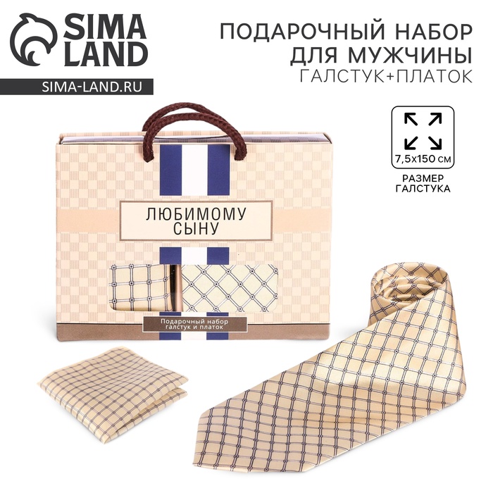 Подарочный набор: галстук и платок "Любимому сыну" МИКС