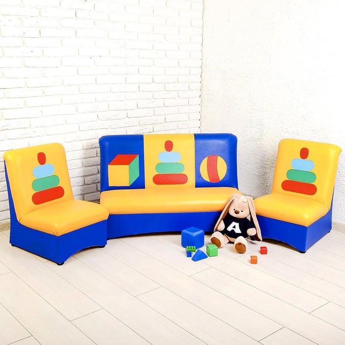 Комплект мягкой мебели «Мечта», цвет сине-жёлтый, с пирамидками - Фото 1