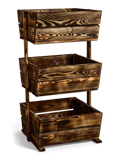 Стеллаж деревянный, 3 ящика 100×54×50 см, обожжённый, «Добропаровъ»