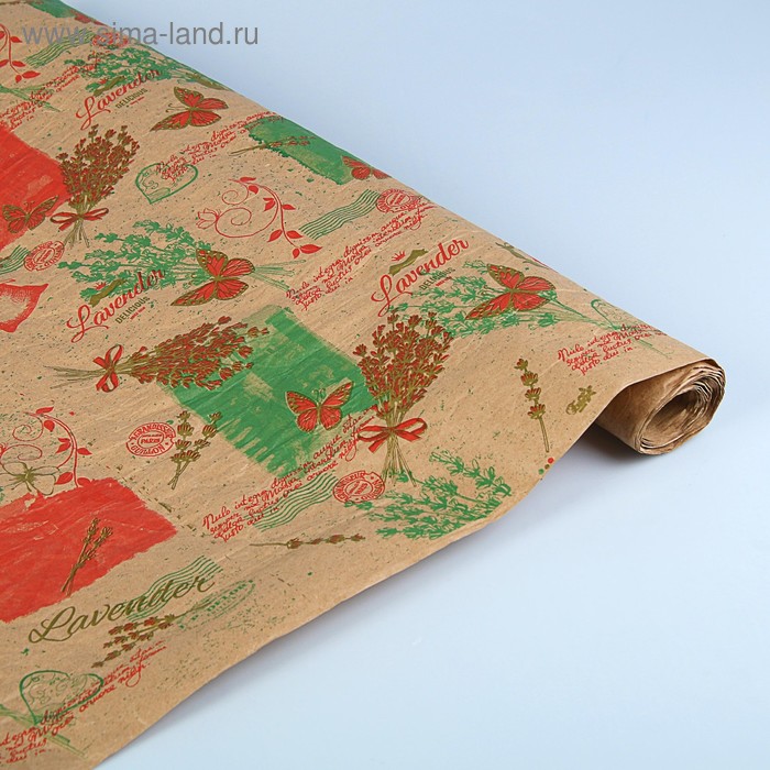 Бумага жатая "Лаванда", красный-зеленый-фисташка, 0,7 х 4,5 м - Фото 1