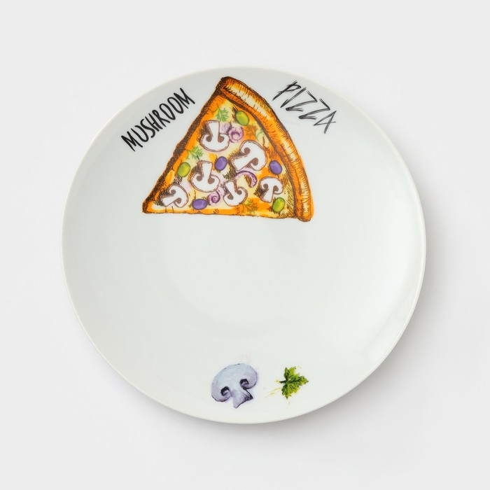 Набор тарелок Добрушский завод «Пицца», 7 предметов: 1 шт. d=30 см, 6 шт. d=20 см, фарфор, белый, рисунок МИКС, белый - фото 114052171