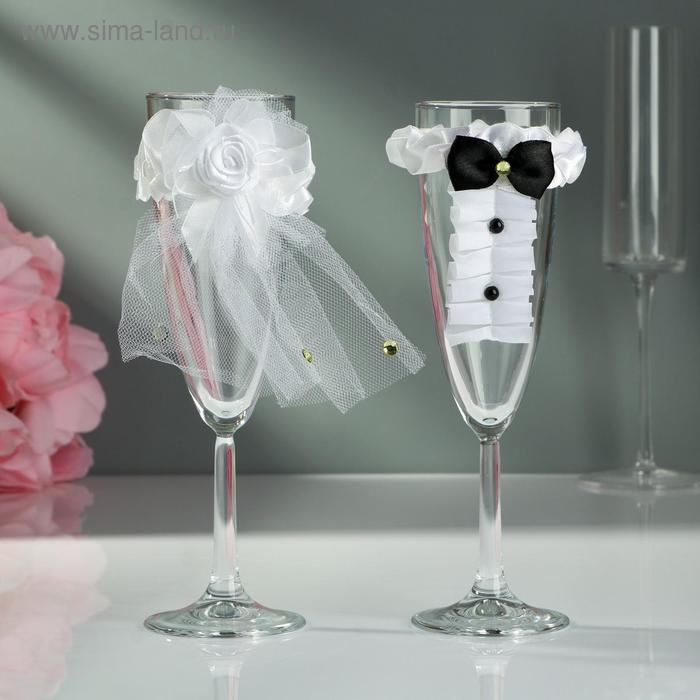 Набор бокалов с костюмчиками "Жених и невеста" - Фото 1