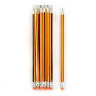 Карандаш чернографитный с ластиком, HB, корпус шестигранный, «Полоски», чёрно-оранжевый - Фото 1
