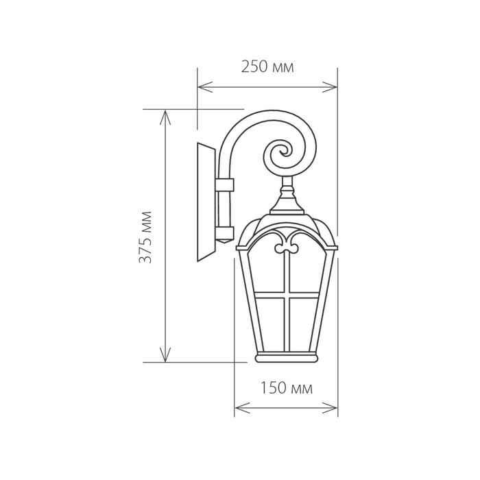 Светильник Elektrostandard садово-парковый, 60 Вт, E27, IP44, настенный, Mira D - фото 1906909357