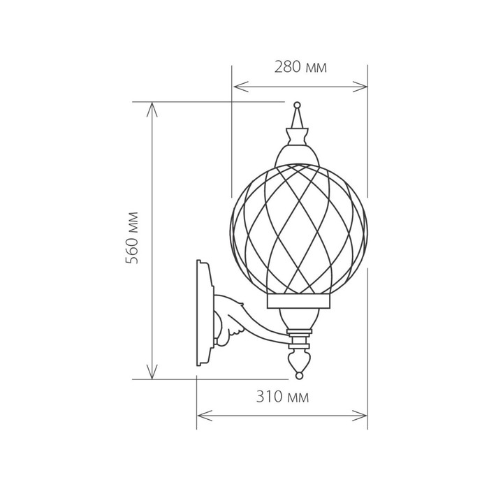 Светильник Elektrostandard садово-парковый, 60 Вт, E27, IP44, настенный, Sirius U - фото 1886291943