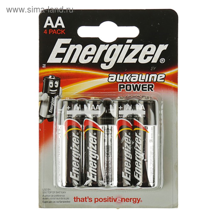 Батарейка алкалиновая Energizer Alkaline Power, AA, LR6-4BL, 1.5В, блистер, 4 шт. - Фото 1