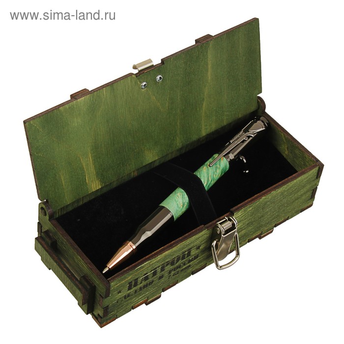 Ручка шариковая Patron Стабилизированный кап клёна зелёный, чёрные чернила, подарочная упаковка - Фото 1