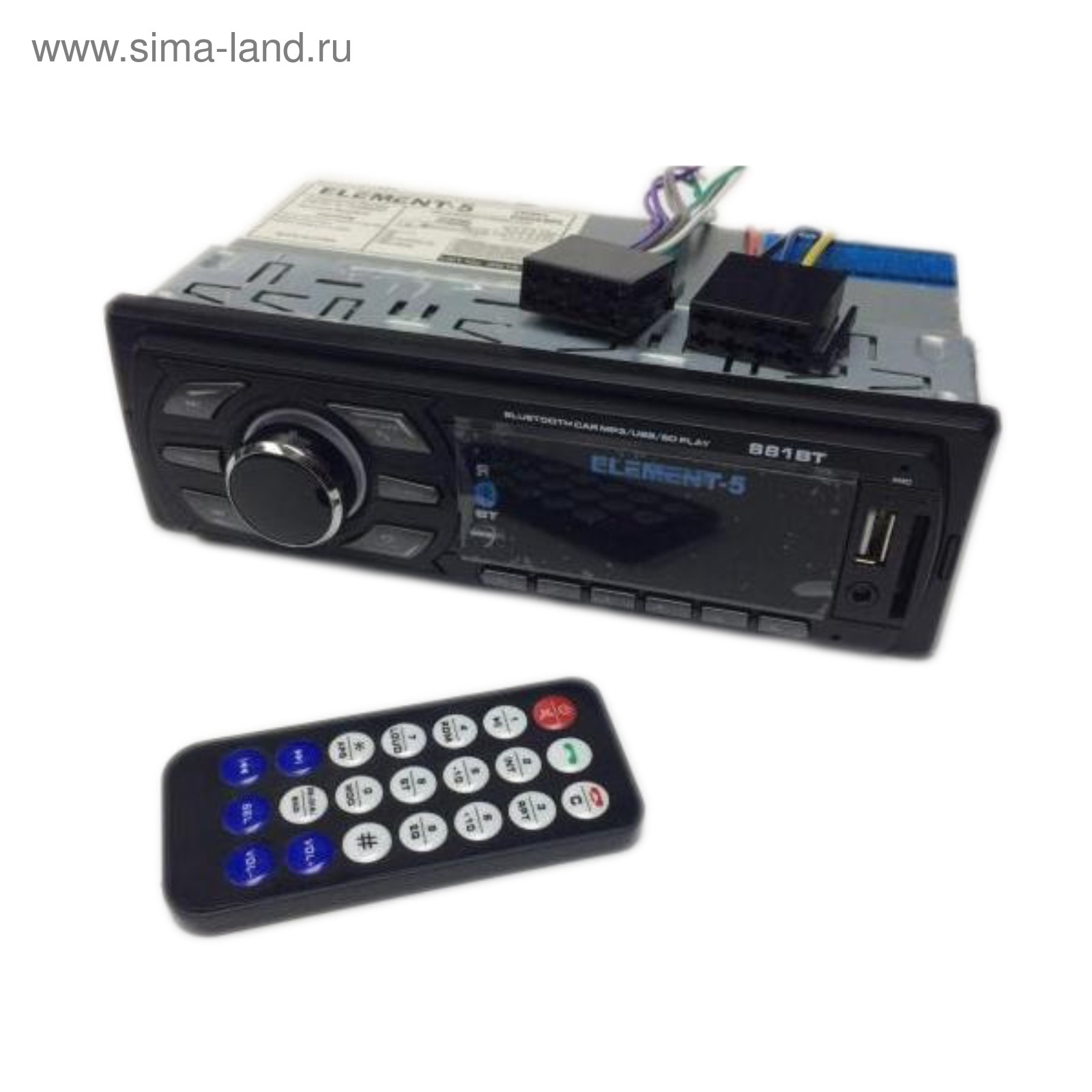 Автомагнитола Element-5 1DIN 308 USB/SD/Bluetooth/AUX/radio ПДУ