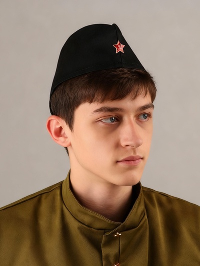Пилотка со звездой, р. 54–57 см, чёрная