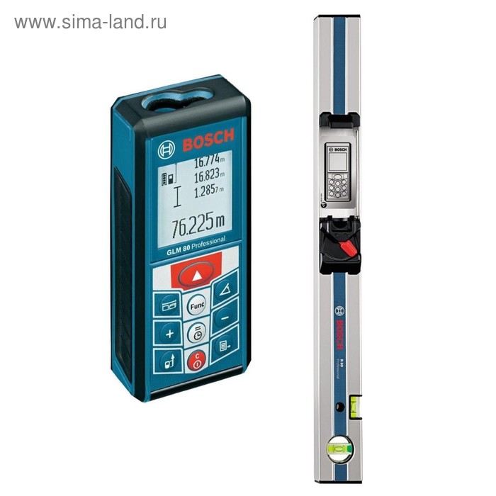 Лазерный дальномер Bosch GLM 80 (0601072301), до 80 м, резьба 1/4, шина Bosch R60, сумка - Фото 1