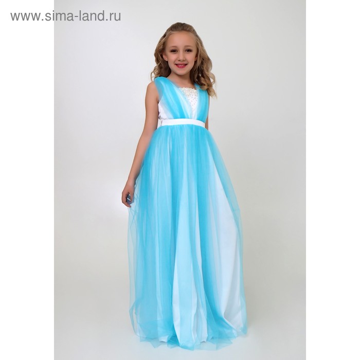 Платье нарядное для девочки, рост 134 см, цвет голубой 2Н43-1 - Фото 1