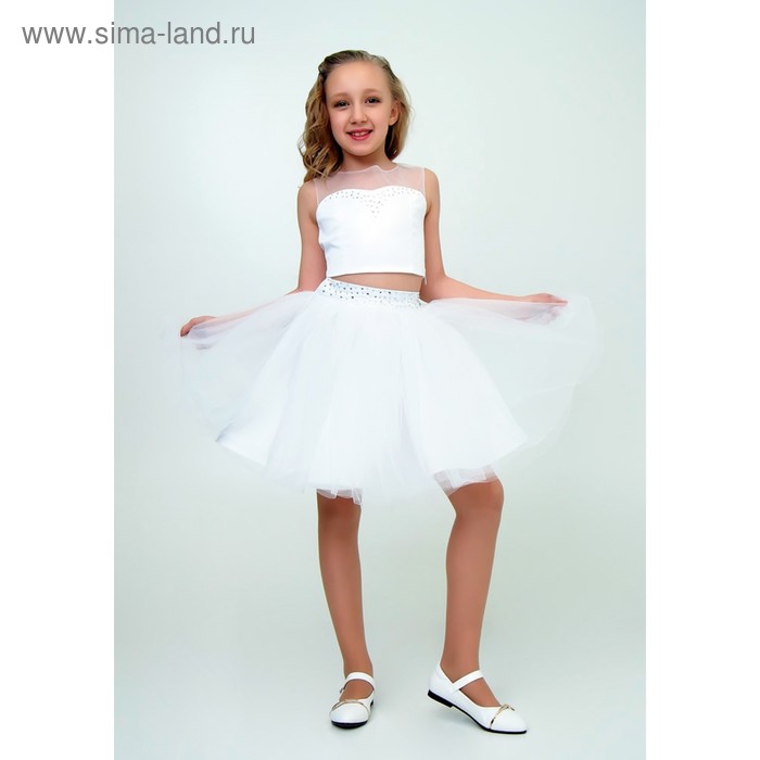 Платье нарядное для девочки, рост 134 см, цвет белый 2Н60-2 - Фото 1