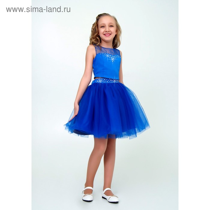 Платье нарядное для девочки, рост 134 см, цвет электрик 2Н60-3 - Фото 1