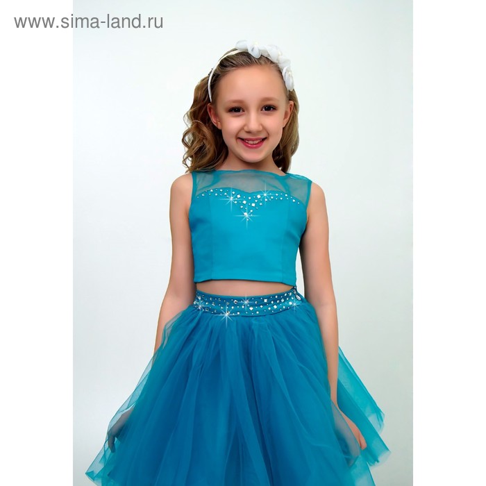 Платье нарядное для девочки, рост 134 см, цвет бирюзовый 2Н60-5 - Фото 1