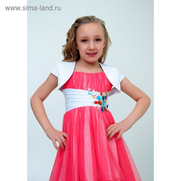 Платье нарядное для девочки+болеро, рост 134 см, цвет арбузный 2Н9-12 - Фото 1
