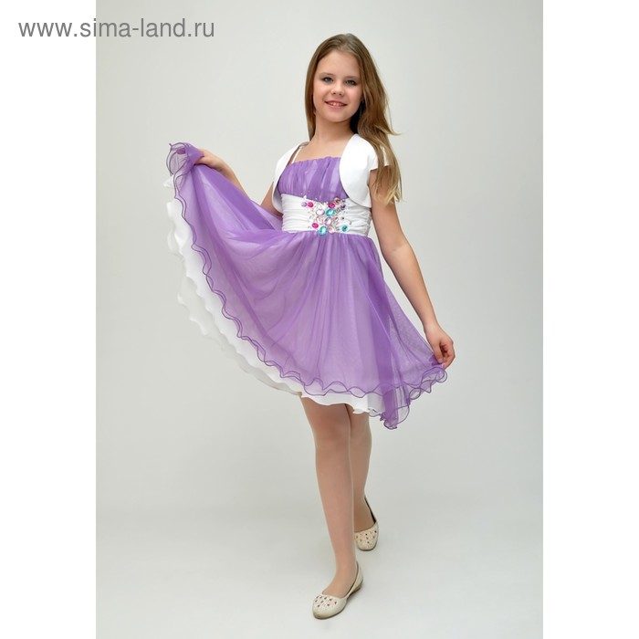 Платье нарядное для девочки+болеро, рост 152 см, цвет сиреневый 2Н9-9 - Фото 1