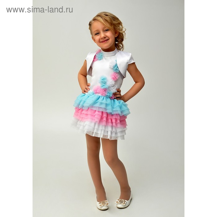 Платье нарядное для девочки+балеро, рост 104 см, цвет белый 1Н7-2 - Фото 1