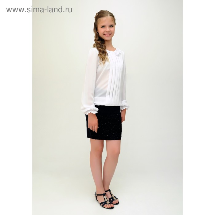 Блузка для девочки, рост 134 см, цвет белый 2В13-1 - Фото 1