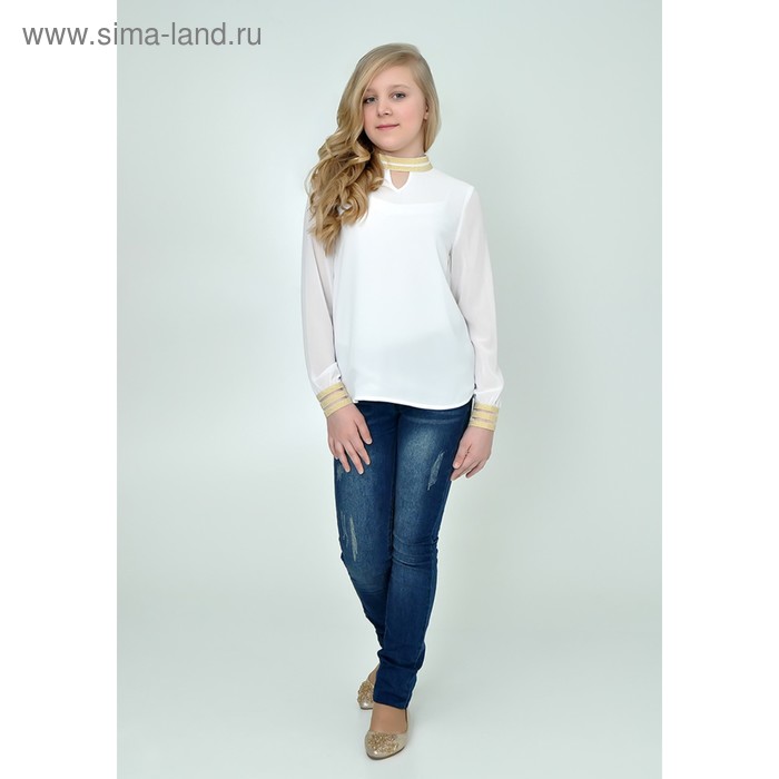 Блузка для девочки, рост 134 см, цвет белый 2В25-1 - Фото 1