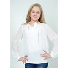 Блузка для девочки+цепочка, рост 134 см, цвет белый  2В32-1 - Фото 2