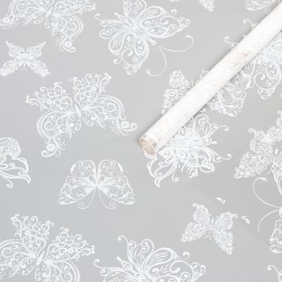 Плёнка для цветов "Бабочки белые", 0,72 х 7,5 м, 40 мкм, 200 г