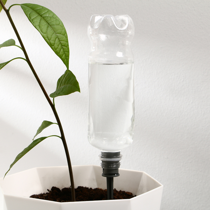 Автополив для комнатных растений под бутылку, регулируемый, серый, из пластика, высота 20 см, 4 шт. - фото 1889256329